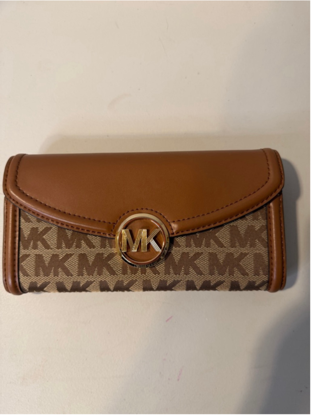 Women's Michael Kors Brown Beige Monogram Wallet One Size